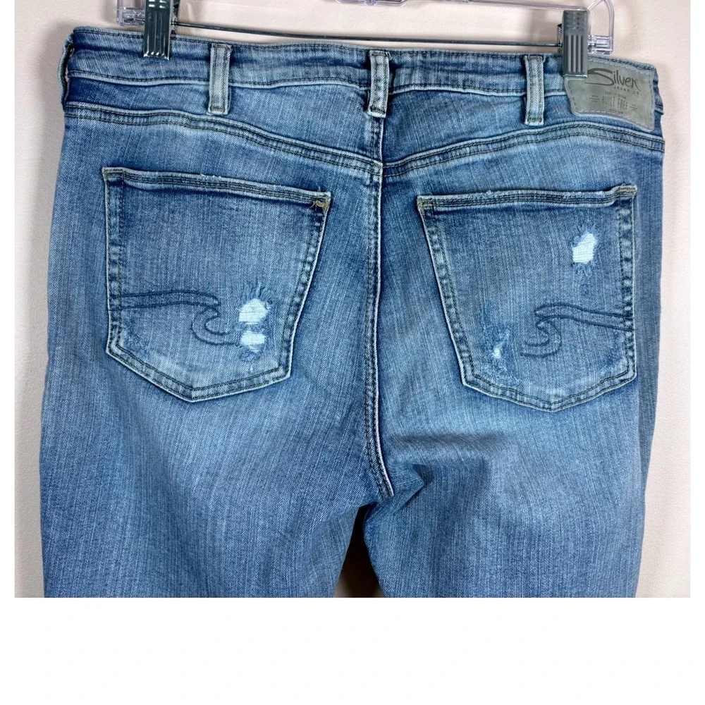 Silver Jeans Izzy Ankle Skinny Distressed Floral Embroidered Jeans Women W30 L27